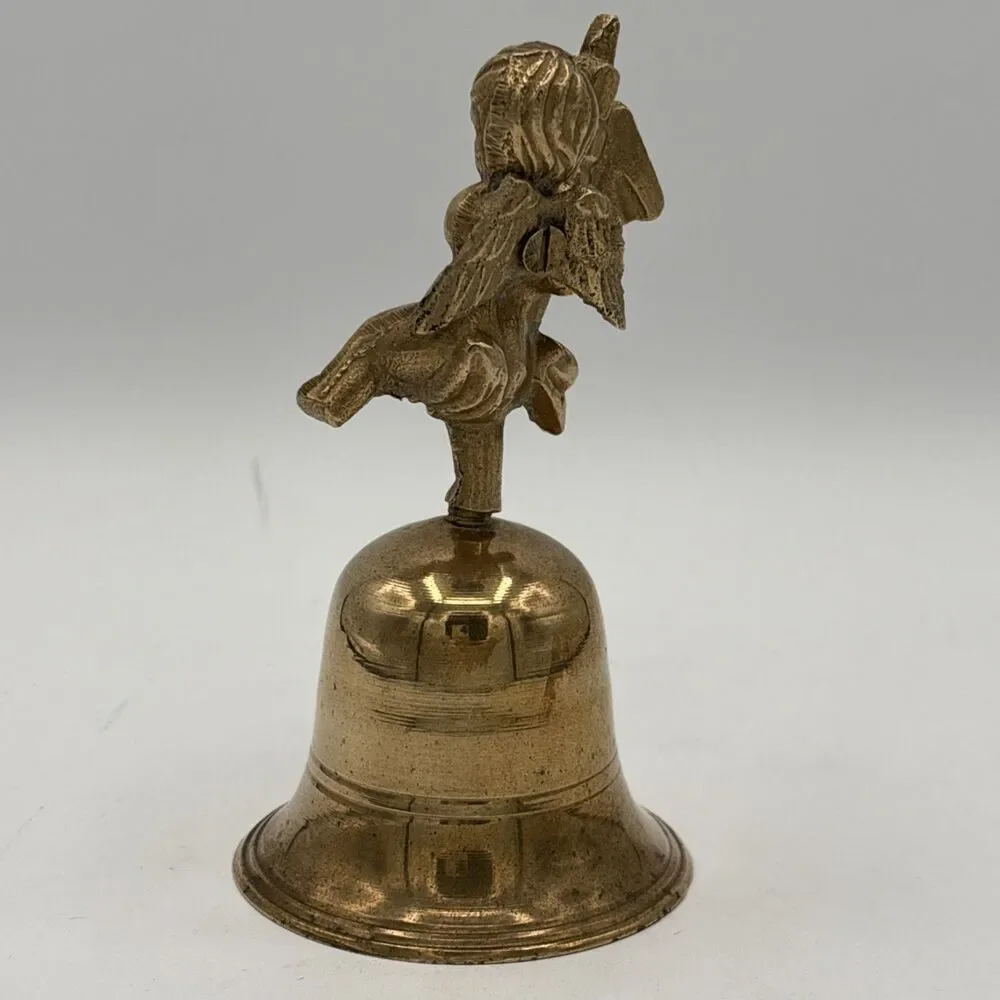 Vintage Brass Cherub Angel Bell Solid Brass Made in India Decorative